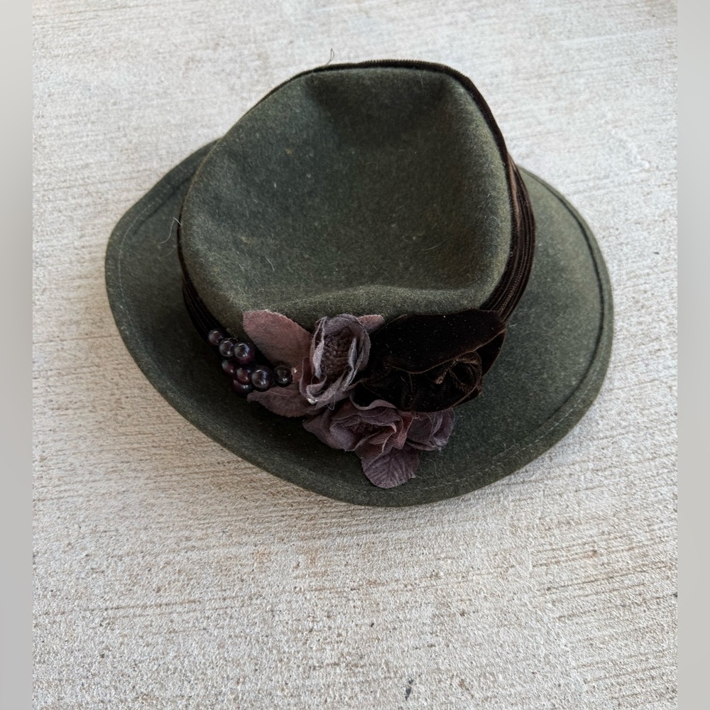 Vintage Toucan Green 100% Wool Hat, Made in USA